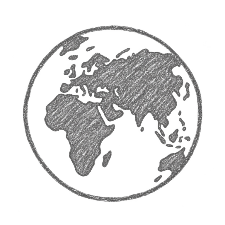 A hand-drawn globe representing connection